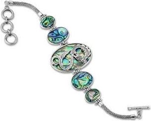 Samuel B. Sterling Silver Oval Abalone Dragon Bracelet in Blue And Green at Nordstrom Rack