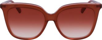 Longchamp 53mm Rectangular Sunglasses in Brown/Rose at Nordstrom