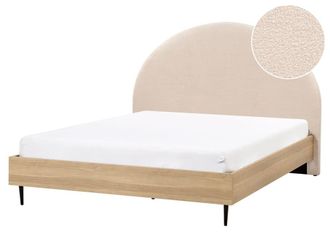 Beliani Cama matrimonial de tejido beige 160x200