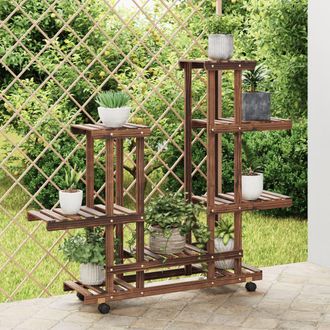vidaXL Vidaxl - Soporte De Flores Con Ruedas Madera Maciza Abeto 95x25x101 Cm