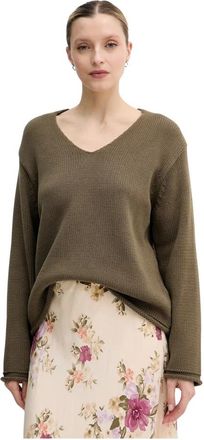 Mos Mosh MMBine V-neck Gebreid - Dames - V-hals truien - Groen - XS - Katoen - Truien & Vesten