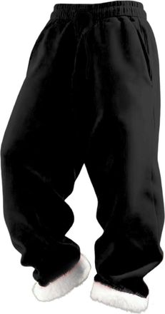 Generic Mens Christmas Fleece Lined Sweatpants Holiday Festive Winter Warm Pants Thermal Causal Tracksuit Bottoms Drawstring Loose fit Trousers Pants with Pok