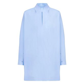 Dondup Blouses, female, Blue, Size: XS Camicia in Gabardina Tinto Filo