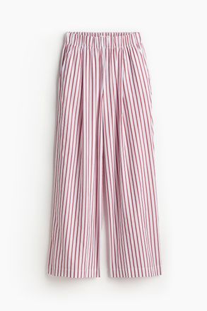 H&M Weite Baumwollhose - Weiss/Rot Gestreift