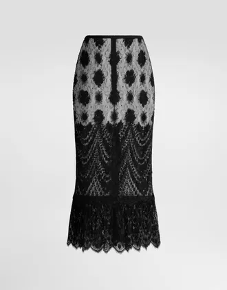 Dolce & Gabbana Chantilly Lace Skirt - Woman Skirts Black 36
