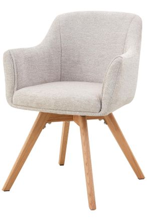 Livetastic Armlehnstuhl, Creme, Holz, Metall, Textil, Eiche, Pappel, massiv, Sperrholz, U-Form, 61x85.5x63.5 cm, Sitzfl&auml;che 360&deg; drehbar, Holzm&ouml;bel, Sitzgelegenh