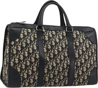 Dior Vintage Trotter Boston Diorissimo Canvas Navy Canvas Handbag (Pre-Owned)