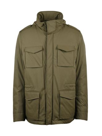 Herno Military Green Detachable Hood Polyester Down Safari Jacket