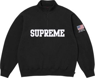 SUPREME SS26 Shop Flag Half Zip Pullover Black-New York SUP-SS26-006-BLK