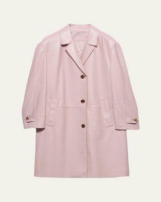 Prada Nappa Leather Single-Breasted Long Coat