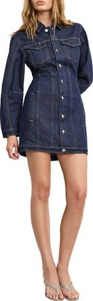 Good American Long Sleeve Denim Minidress in Indigo982 at Nordstrom Rack, Size Medium
