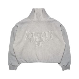 Acne Studios Fleece Sweatshirt met Logo - Dames - Sweatshirts - Grijs - XS - Katoen - Hoodies & sweatvesten