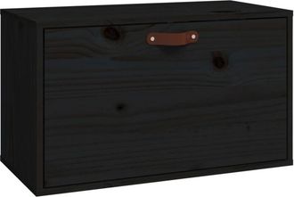vidaXL Vidaxl - Armario De Pared De Madera Maciza De Pino Negro 60x30x35 Cm