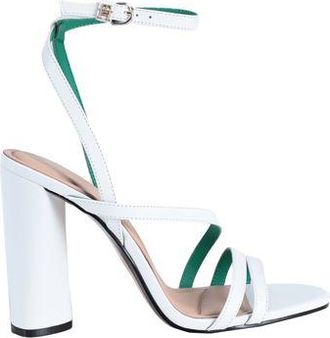 Tommy Hilfiger TH Monogram Leather High Heel Strap Sandals for Women, White Geometric Heel