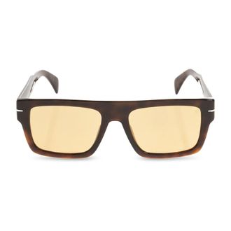 Eyewear by David Beckham Accessoires, Heren, Bruin, ONE Size, Rechthoekige Zonnebril met Platte Bovenkant