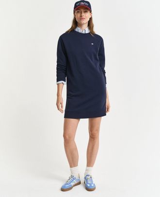 GANT Women Shield Crew Neck Sweat Dress (XXL) EVENING BLUE