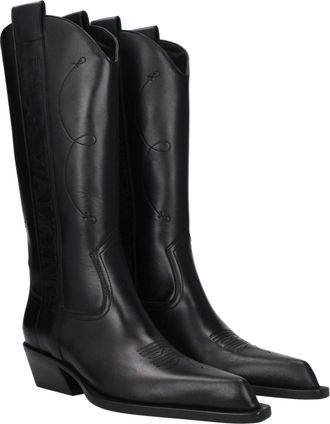 Off-white Womens Black Leather High Heel Boots