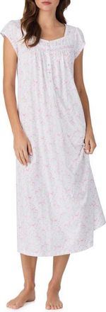 Eileen West Floral Cap Sleeve Cotton Nightgown in Viney Flower at Nordstrom, Size Xx-Small