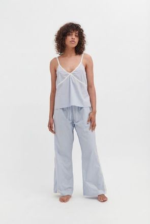 Desmond & Dempsey Cami Top & Lounge Wide Leg Trouser Set in Plain Poplin Blue at Nordstrom, Size X-Large Uk