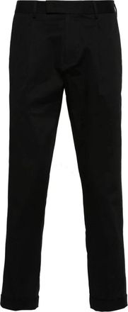 low brand Zwarte katoenen twill broek - Heren - Slim Fit Broeken - Zwart - W36 - Katoen - Broeken