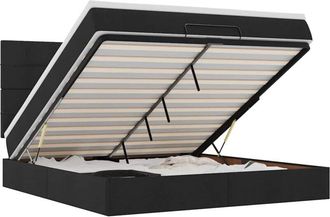 vidaXL Vidaxl - Estructura De Cama Otomana Con Colch&oacute;n Tela Negra 160x200 Cm