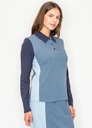 YAL New York Blue Contrast Panel Cotton Tee