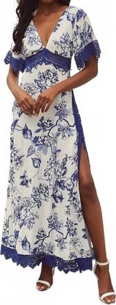 Lulus Sweeten The Occasion Maxi Dress In Blue/white