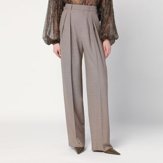 Saint Laurent Wide taupe beige wool trousers