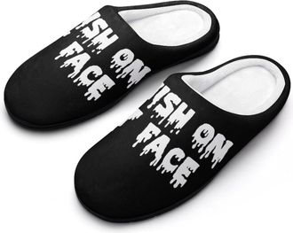 Generic FINISH ON MY FACE Mens House Slippers Memory Foam Washable Cotton Slip on Home Shoes