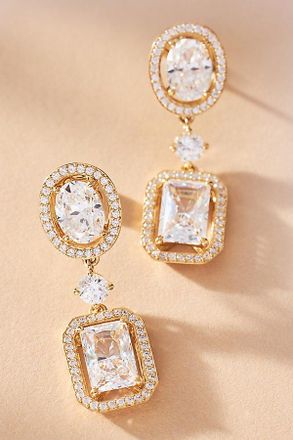 Nadri London Radiant Double-Halo Drop Earrings