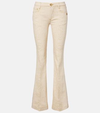 Roberto Cavalli Snake-print flared jeans