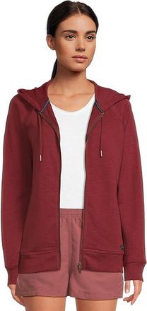 L.L.Bean Peaks Island Full-Zip Hoodie Womens Sweater Deep Rosewood : MD, Cotton