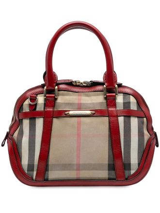 Burberry 2000-2017 Small Leather Trimmed House Check Canvas Bridle Orchard satchel - Brown