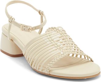 Freda Salvador Judy Woven Block Heel Sandal in Vanilla Calf at Nordstrom, Size 10.5