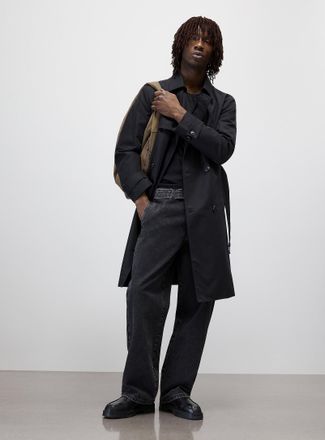 Le 31 Mens Belted double-breasted trench coat