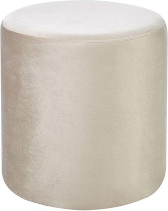 Beliani Beliani - Moderno Puf De Terciopelo Redondo Otomana Sala De Estar Dormitorio Beige Lovett