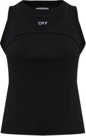 Off-white Top Met Geborduurd Logo - Dames - Tops zonder mouwen - Zwart - S - Katoen - Tops