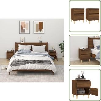 vidaXL The Living Store Comodini 2 pz Rovere Marrone 40x35x50 cm - Comodino in legno
