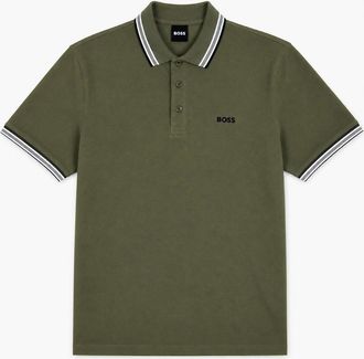 HUGO BOSS Mens BOSS Paddy Piqu&eacute; Polo Shirt Olive - Green - Size: 38
