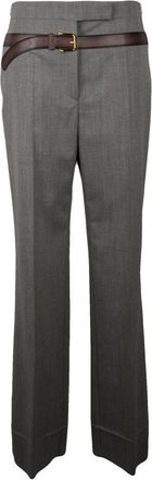 Prada Pantalone - Dames - Wijde Broeken - Grijs - S - Wol - Broeken