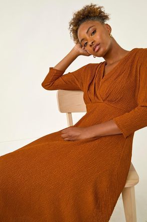 Roman Textured Wrap Midi Dress