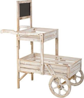 Wanderlust Deco Carro Expositor Con Ruedas De Madera Blanco 100x52x120