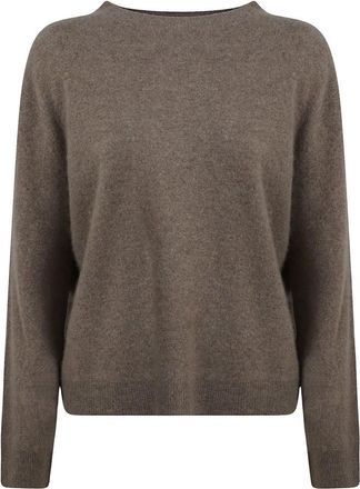 Max Mara Deco Trui met Ronde Hals - Dames - Ronde hals truien - Bruin - S - Wol - Truien & Vesten