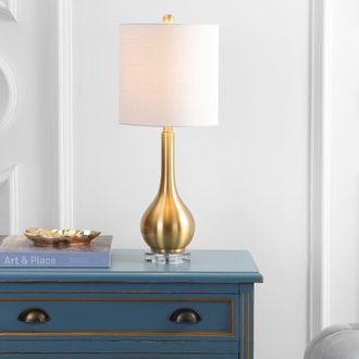 Jonathan Y Designs Dylan 25 Metal/Crystal Teardrop LED Table Lamp