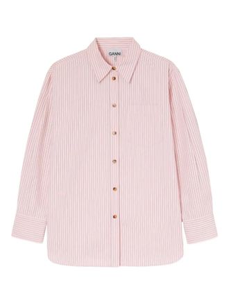 Ganni striped pocket shirt - women - Fabric - 34 - Pink