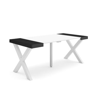 Skraut Home Mesa Consola Extensible, Mesa Comedor Plegable, 180, Para 8 Comensales, Patas Madera Maciza, Estilo Moderno, Blanco Y Negro - Skraut Home