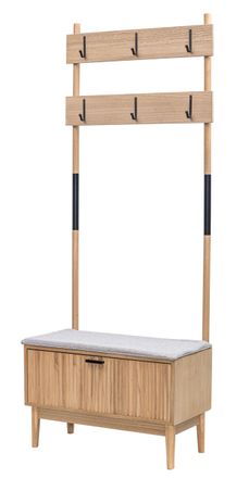 Nordlys Entryway Coat Rack Wood & Metal Coat Rack in Grey