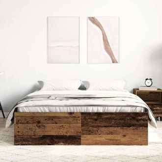 Berkfield Home Durable Bed Frame without Mattress Old Wood 135x190 cm Engineered Wood in Brown