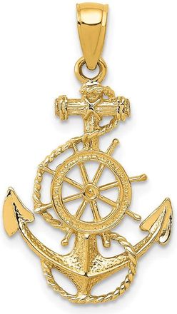 Diamond2Deal 10k Yellow Gold Anchor Wheel Pendant