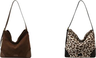 Generic Women Faux Suede Woven Shoulder Bag Large Capacity Casual Tote Crossbody Handbag Stylish Travel and Date Bag